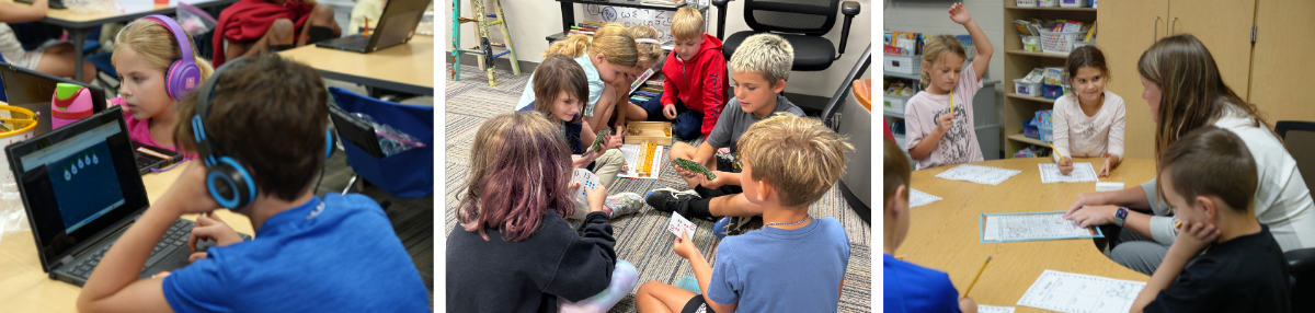 three photos of Mrs. Johns' class during math instruction